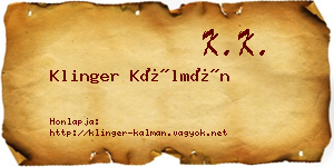 Klinger Kálmán névjegykártya