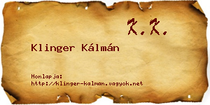 Klinger Kálmán névjegykártya